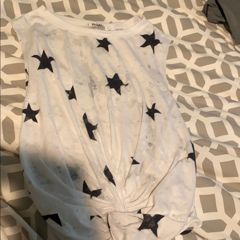 White tank top with blue stars
